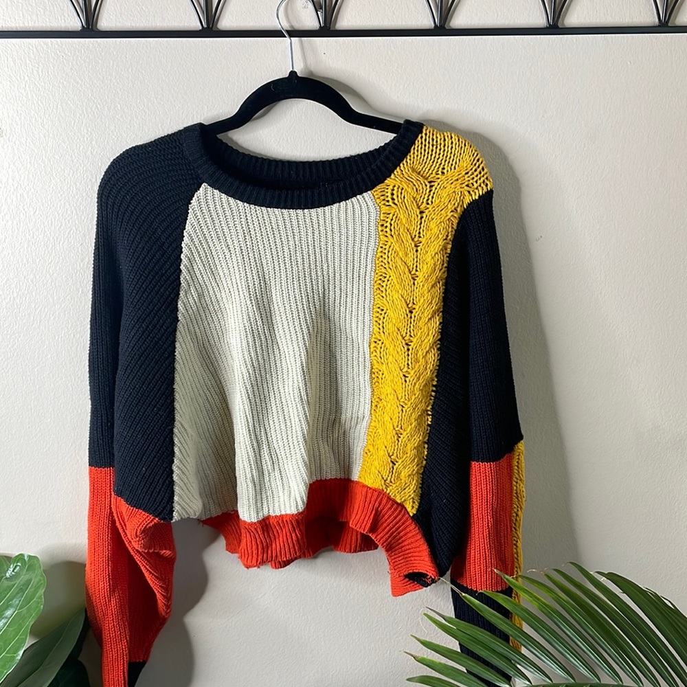 Multiple color patch sweater